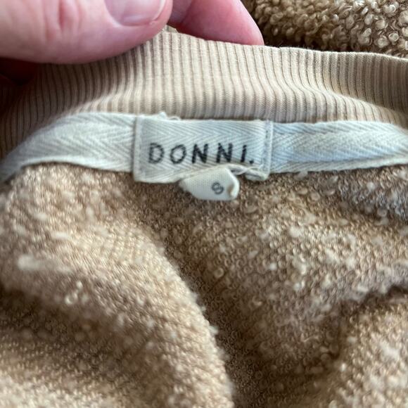 Donni Camel Tan Sherpa Long Sleeve Henley Oversized Pullover Sweatshirt SM/MD - Picture 4 of 14